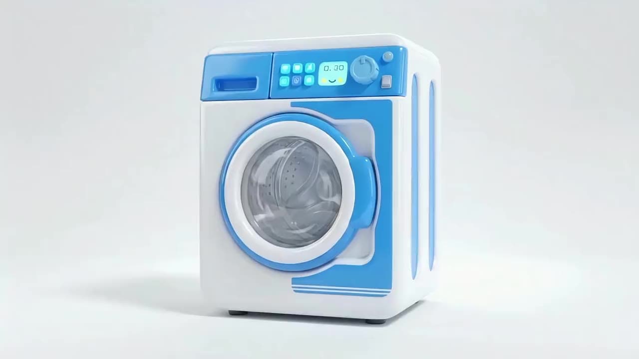 Animated washing machine for WashMe laundry pickup and delivery