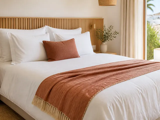 Cama recién hecha en un alojamiento de la Costa del Sol