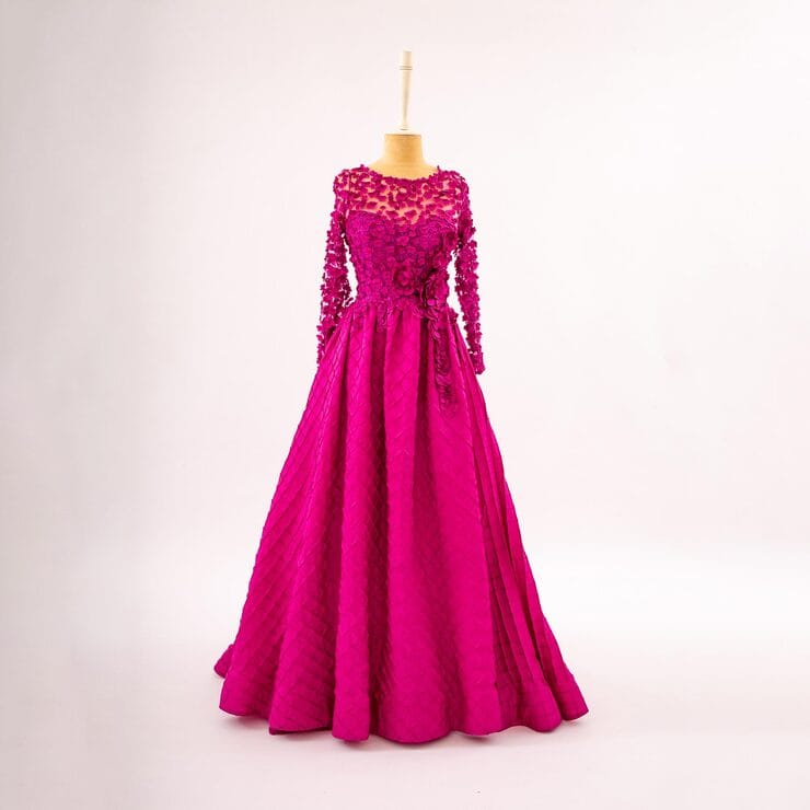 Beautiful elegant evening dress white background